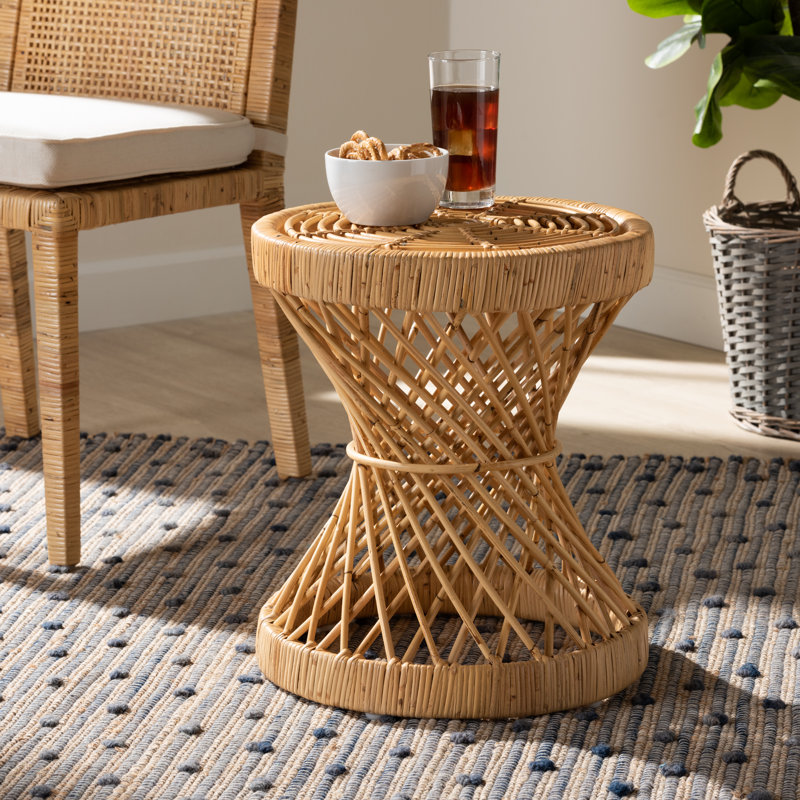 Rattan Knotts Pedestal End Table