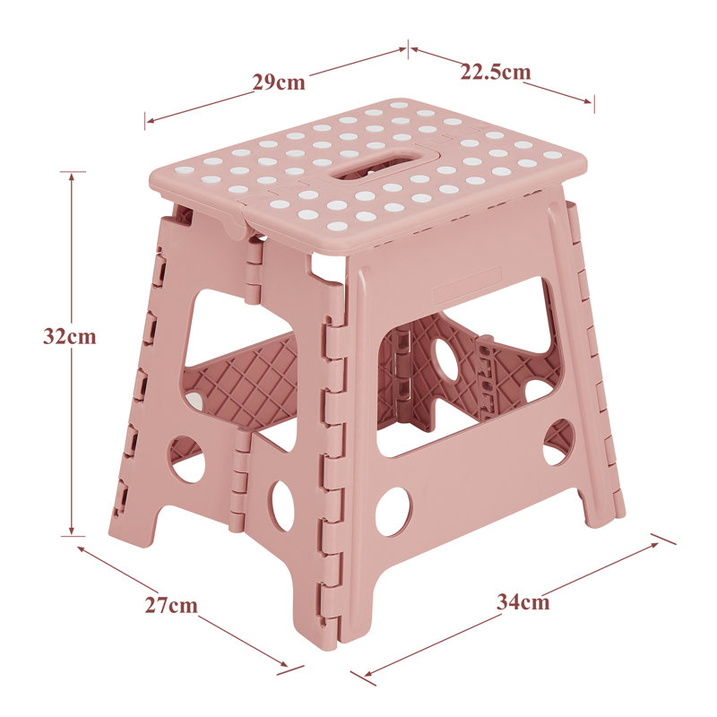 32 cm Folding Step Stool, Non-Slip Surface Portabl Foldable Stool With Carry Handle, Heavy Duty To Support For Living Room, Kitchen, Bathroom