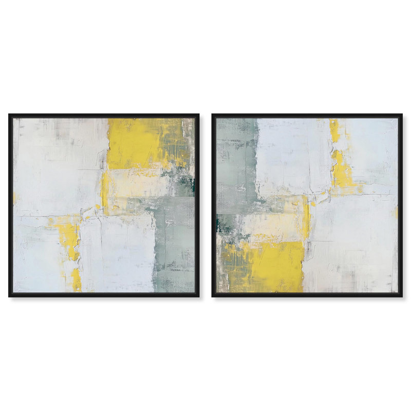Sunlit Fragments I Set Canvas Bright Modern par Art Remedy, H 13 po x l 13 po, Cadre noir