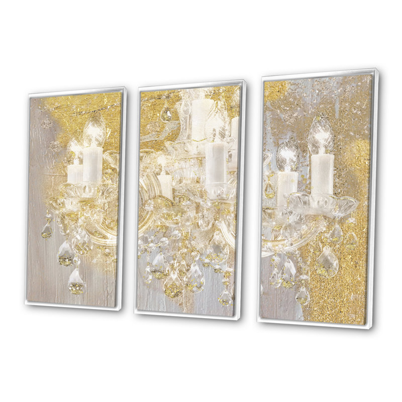 Ensemble d'art mural encadré sur toile Treasured Cottage - Glam, H 32 po x l 48 po x P 1 po, Blanc
