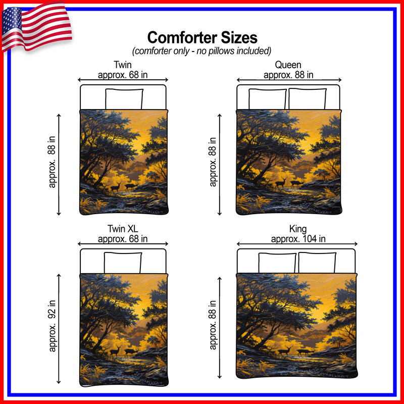 Yellow Sunset Forest Comforter, Twin Extra Long