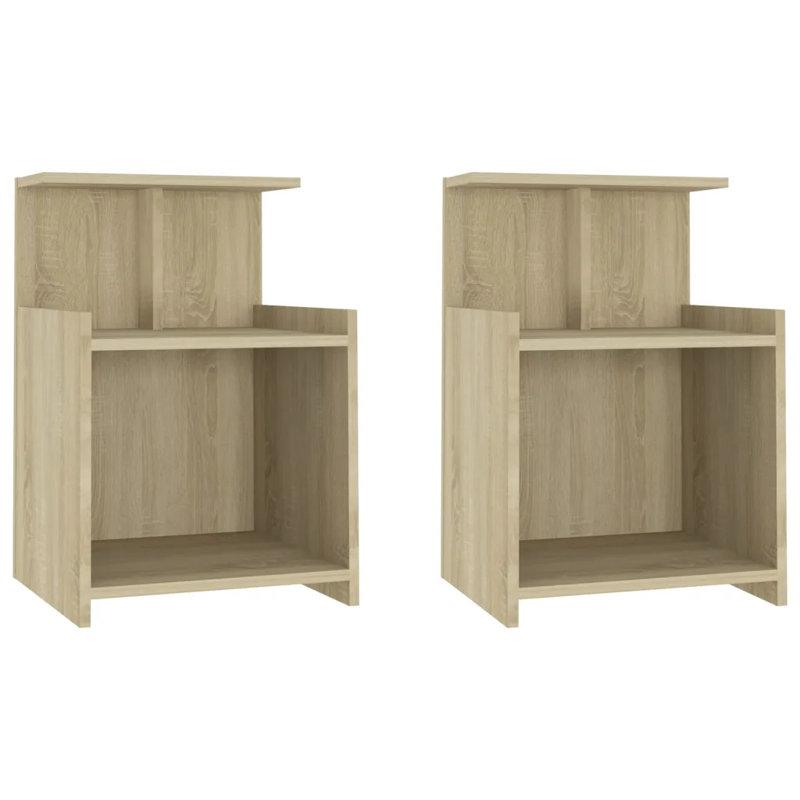 Averlee Bed Cabinet 40x35x60 cm Engineered Wood, Sonoma Oak, 2