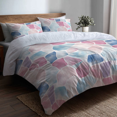 Patchwork Bedding Set of 6 - Geometric Pastel Mosaic Bedding And Throw Pillow Set