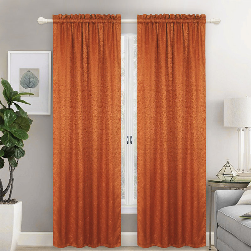 Afton Room Darkening Curtain Single Panel, Orange