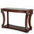 Zosia 48 In. Dark Oak Rectangular Glass Console Table With Scroll Legs And Shelf