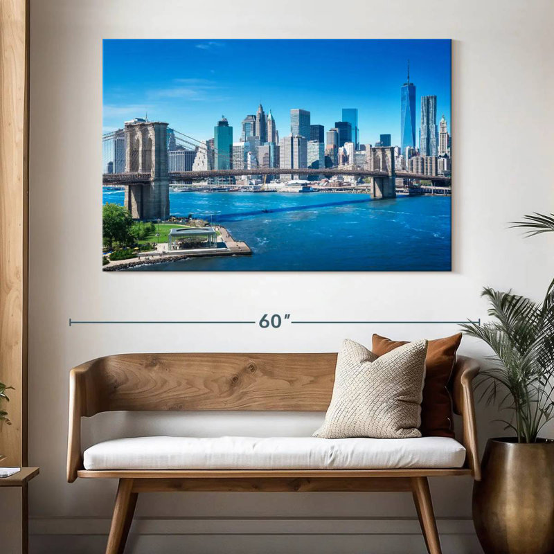 Lilie Blue Sky Manhattan Bridge, H 34 po x l 51 po