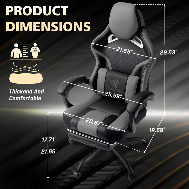 Big and Tall Gaming Chair with Massage and Pocket Spring Cushion,Gamer Chairs for Adults 400lb Weight Capacity, Video Game Chair with Headrest and Lumbar Support