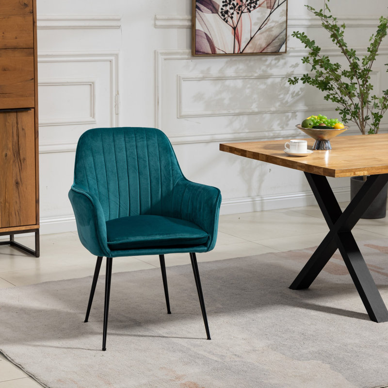 Anoek 47cm H Velvet Upholstered Dining Chair, Silver
