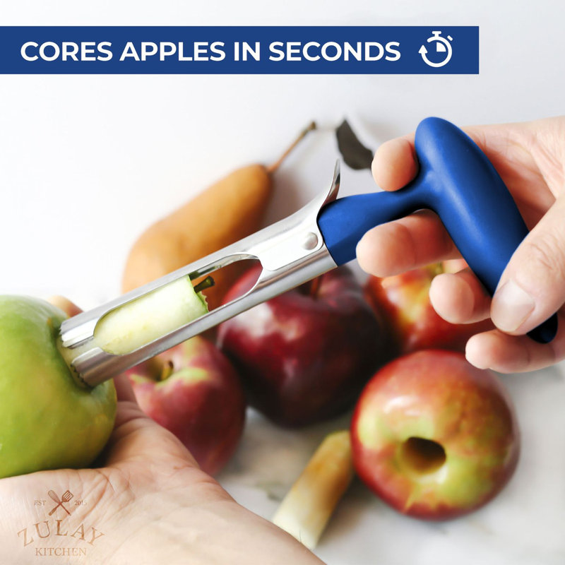 Zulay Kitchen Apple Corer Durable Apple Corer Remover Stainless Steel Cupcake Corer, Dark Blue