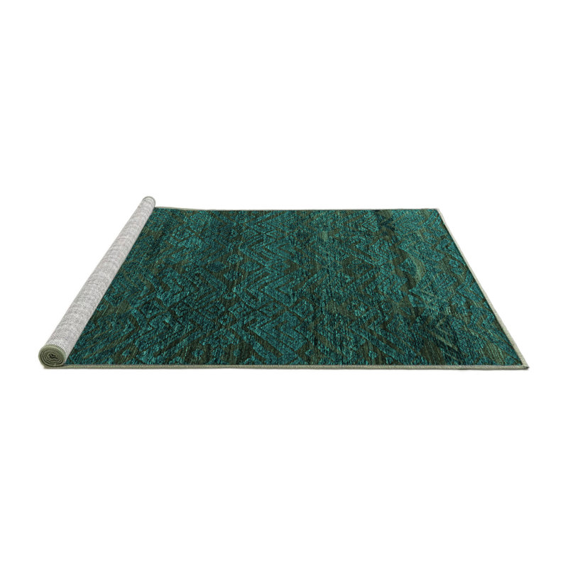 Abstract 4787 Turquoise Machine Washable Area Rugs, Rectangle 2' x 3'