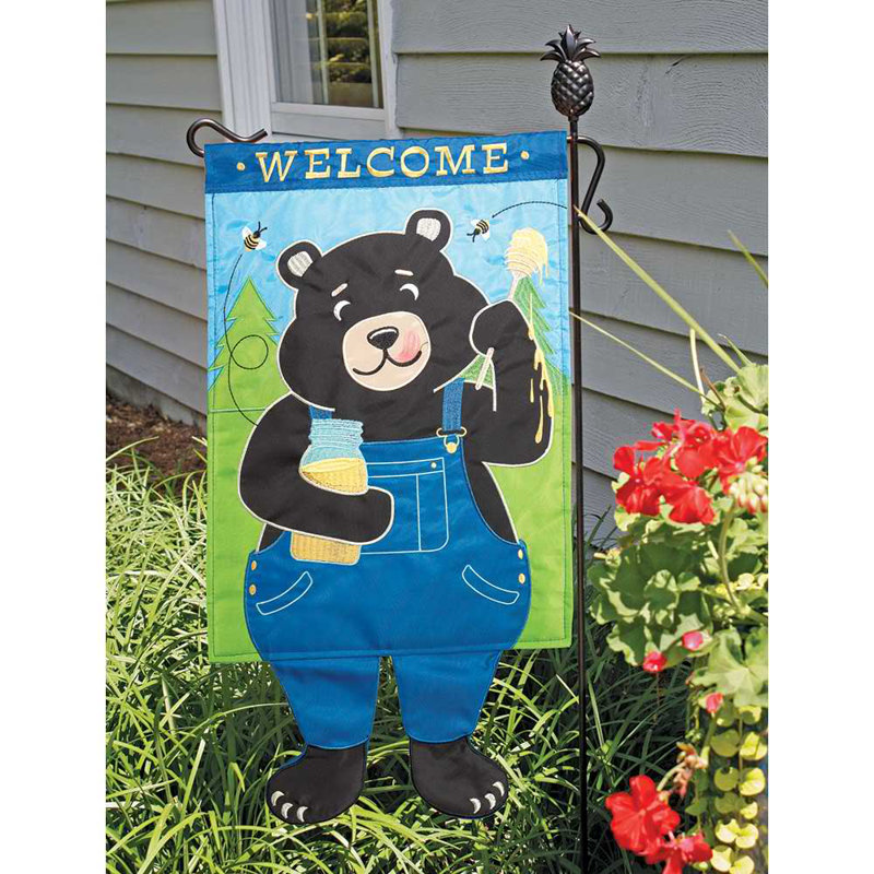 Drapeau de jardin en polyester 24 po x 13 po Bear Welcome