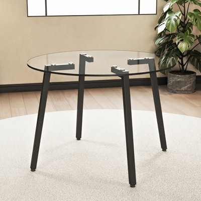 Modern Round Clear Tempered Glass Dining Table