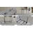 47" Expandable To 63" Inch MDF Square White Marble Patterned Dining Table, Modern Industrial Kitchen And Dining Table, Equipped With Tapered Black Metal Legs