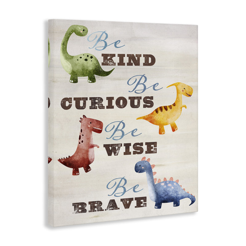 Art mural sur toile Kind Curious Wise Dinosaurs, conception par Susan Arnot, H 30 po x l 24 po