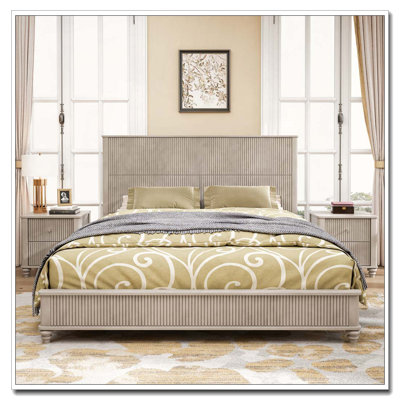 Ensemble de chambre à coucher avec lit et deux tables de chevet