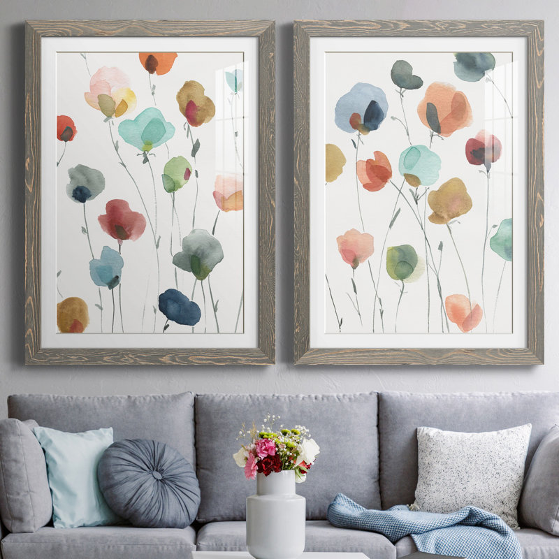 «Lollipop Garden I», ensemble de 2 impressions, H 44 po x l 31 po x P 1 po, Impression encadrée avec passe-partout, Gris