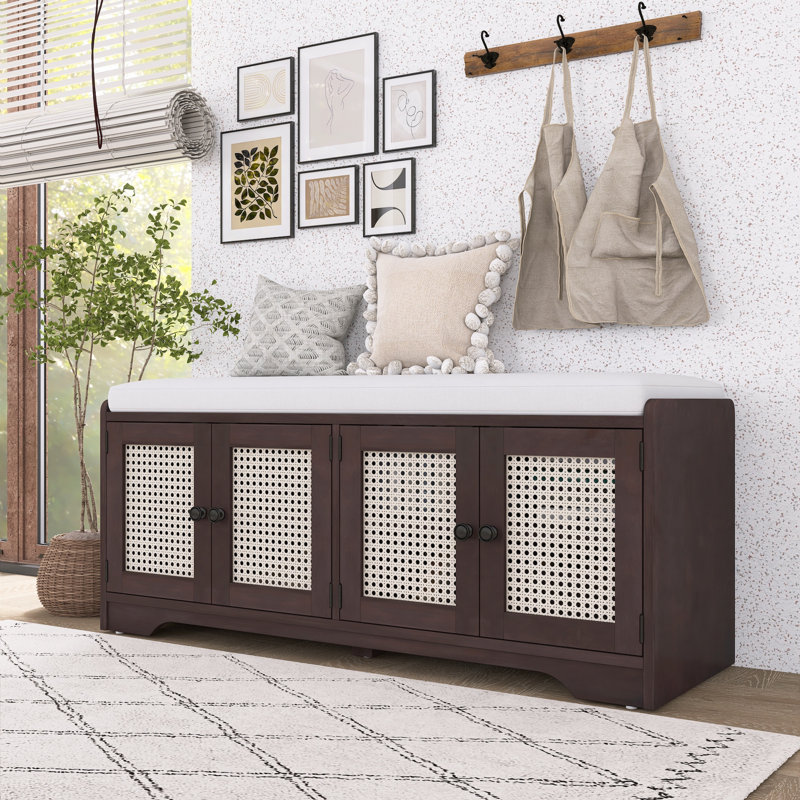 Banc de rangement en bois Rustic, Espresso