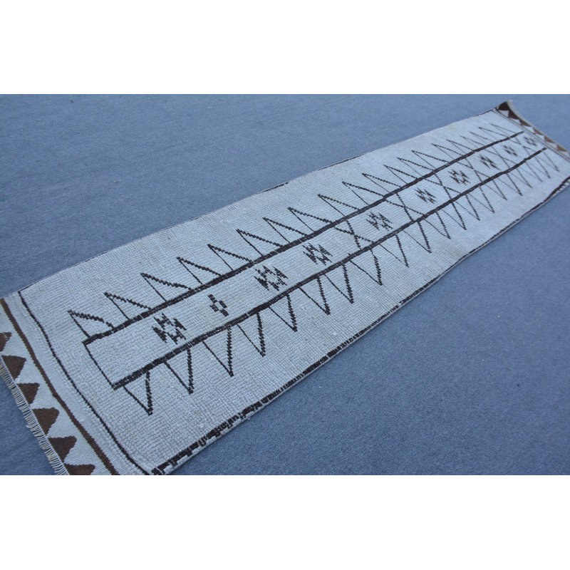 Tapis bruns, tapis de couloir 2,6 x 11,3 pi, tapis antique, tapis modernes, tapis turcs, tapis rétro