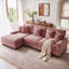 Canapé modulaire rembourré 3 pièces en velours côtelé-L-500320486-500320507
