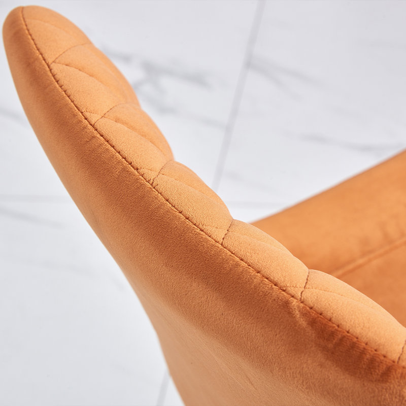 Apoch Velvet Height Adjustable Bar Stool, Orange