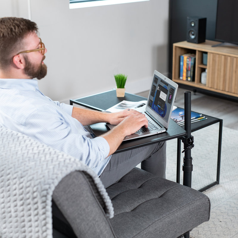 Black Adjustable Height Over Couch Swivel Laptop Desk