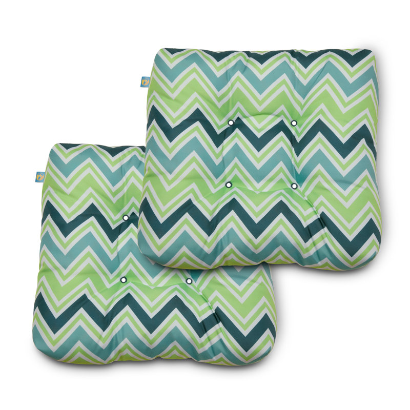 Outdoor 5'' Dining Chair Seat Cushion, Mint Marine Chevron