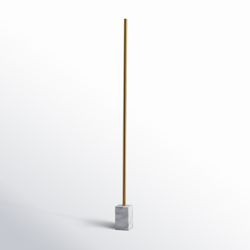 Ericson 65'' Column Floor Lamp, Antique Brass/White Marble
