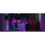 Lit mezzanine double en métal avec DEL, bureau et 4 tablettes de rangement, noir
