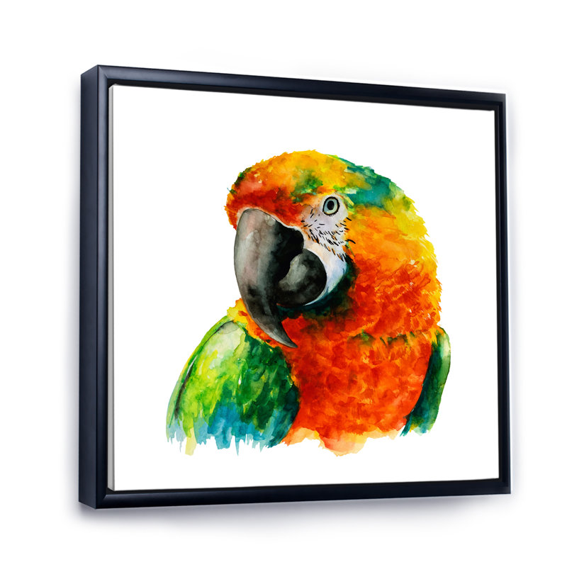 Illustration d'une tête de perroquet - décoration murale traditionnelle sur toile, H 16 po x l 16 po x P 1 po
