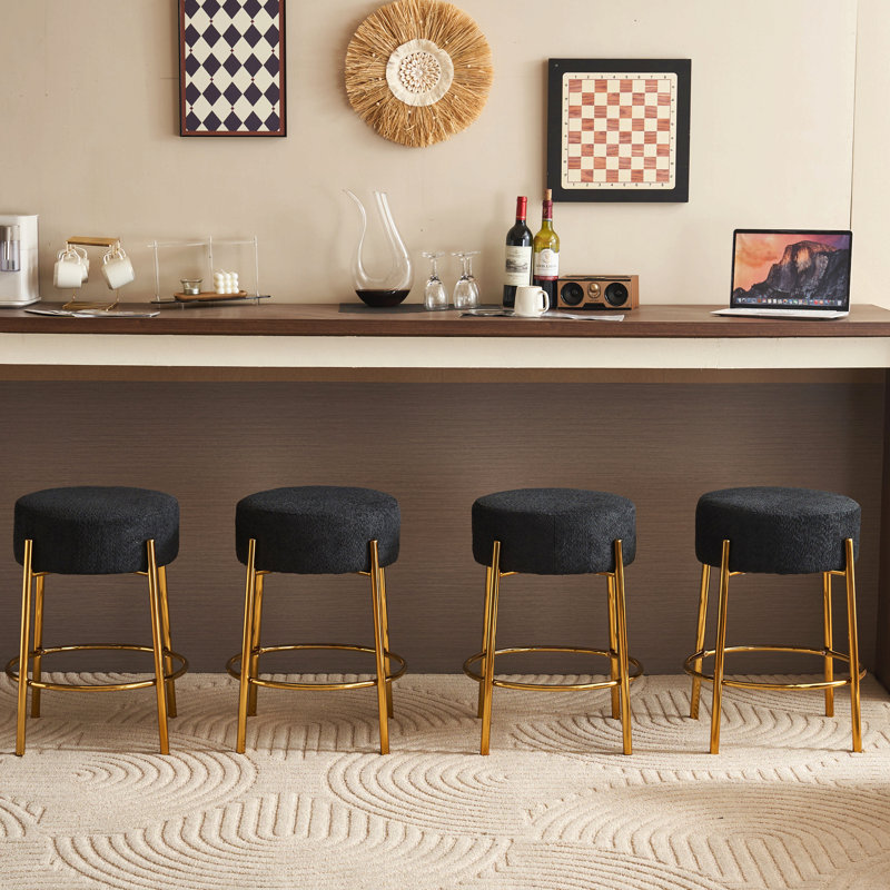 Tabourets de bar ronds de 24 po de hauteur - Tabourets de salle à manger rembourrés contemporains pour la cuisine, les cafés et les bars, ensemble de 2
