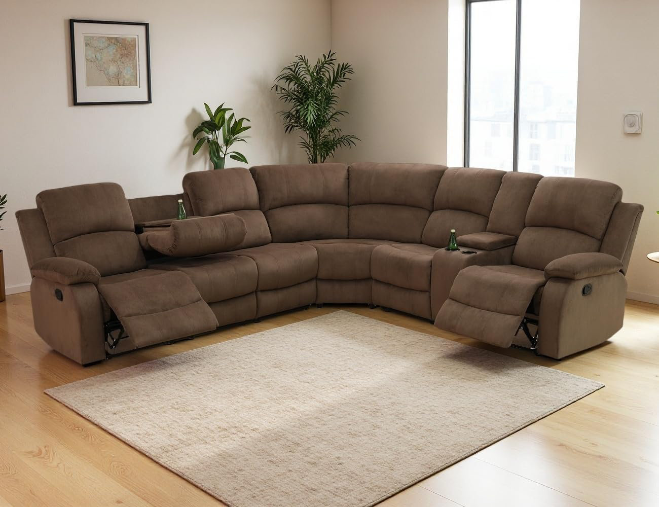 3-Piece Upholstered Living Room Reclining Sectional Sofa Set