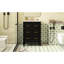 Meuble-lavabo 24 po, lavabo en céramique, 3 tiroirs, rétro, noir, bois massif, facile à assembler, structure élégante en bois de 24 po, apparence rétro, portable