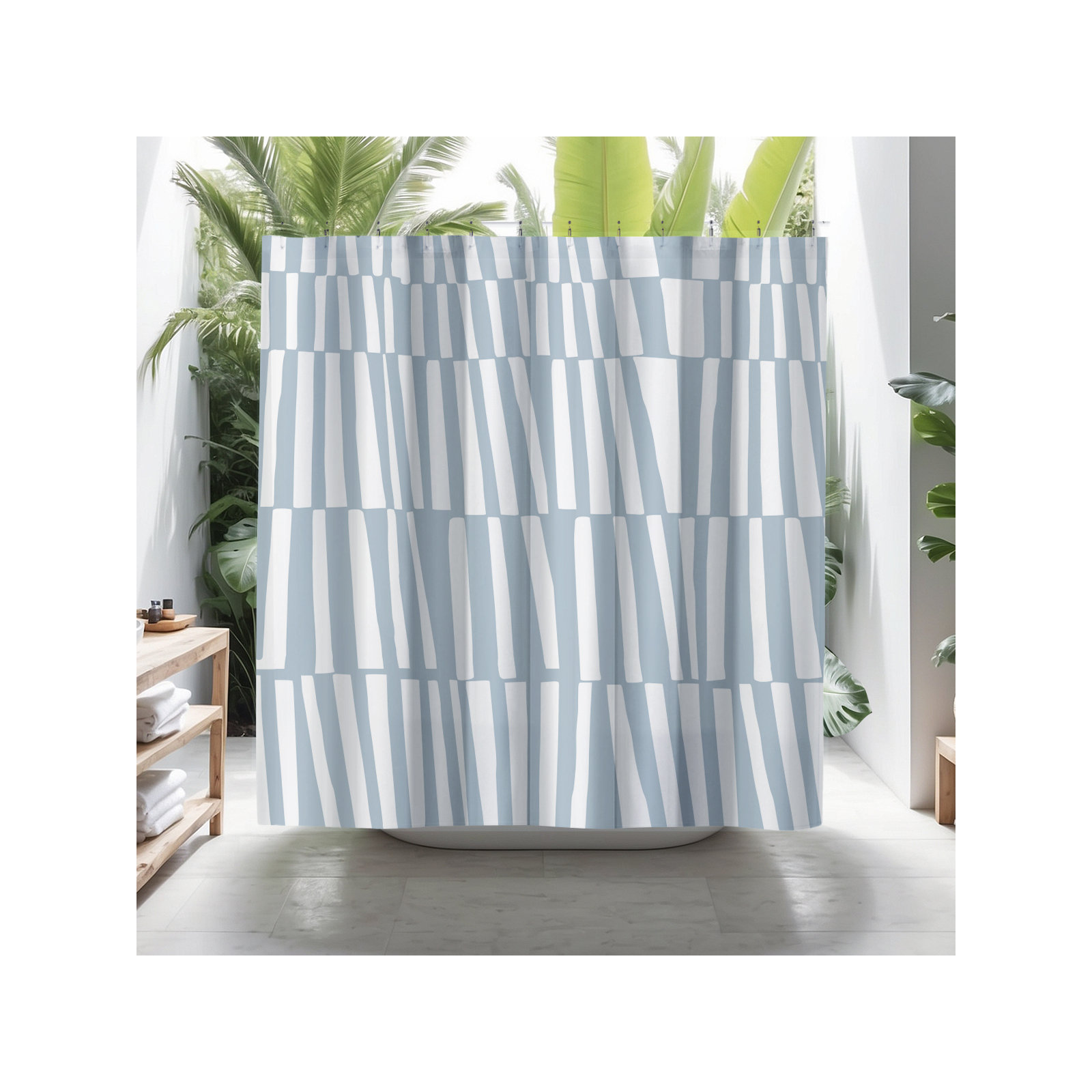 Thora Abstract Mid-Century Shower Curtain, Gray
