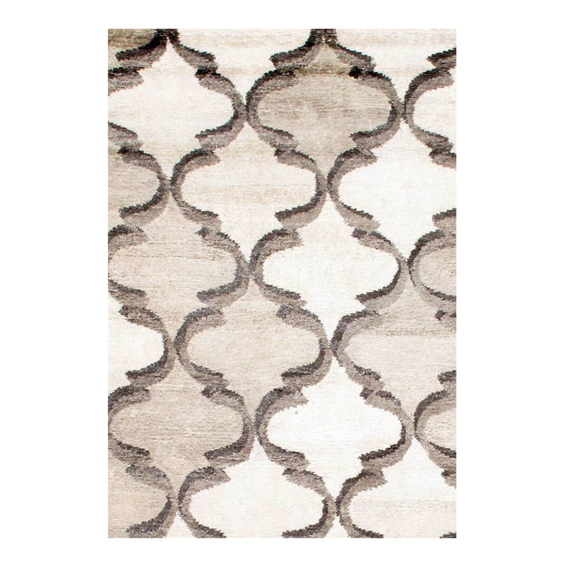Tapis ivoire/gris noué la à la main
