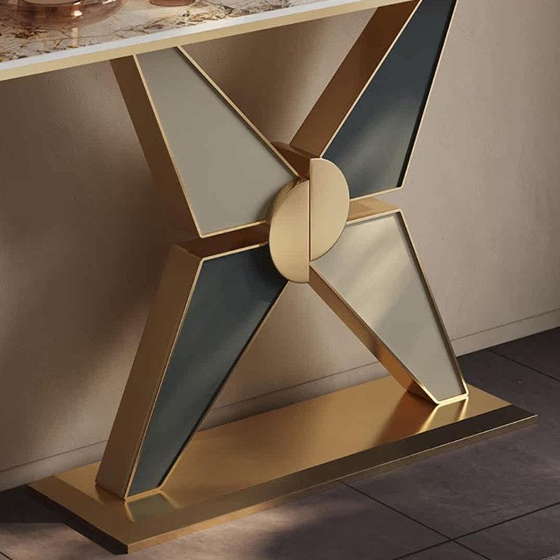 Console légère en pierre frittée de style luxueux, H 33,4 po x l 59 po x P 13,7 po