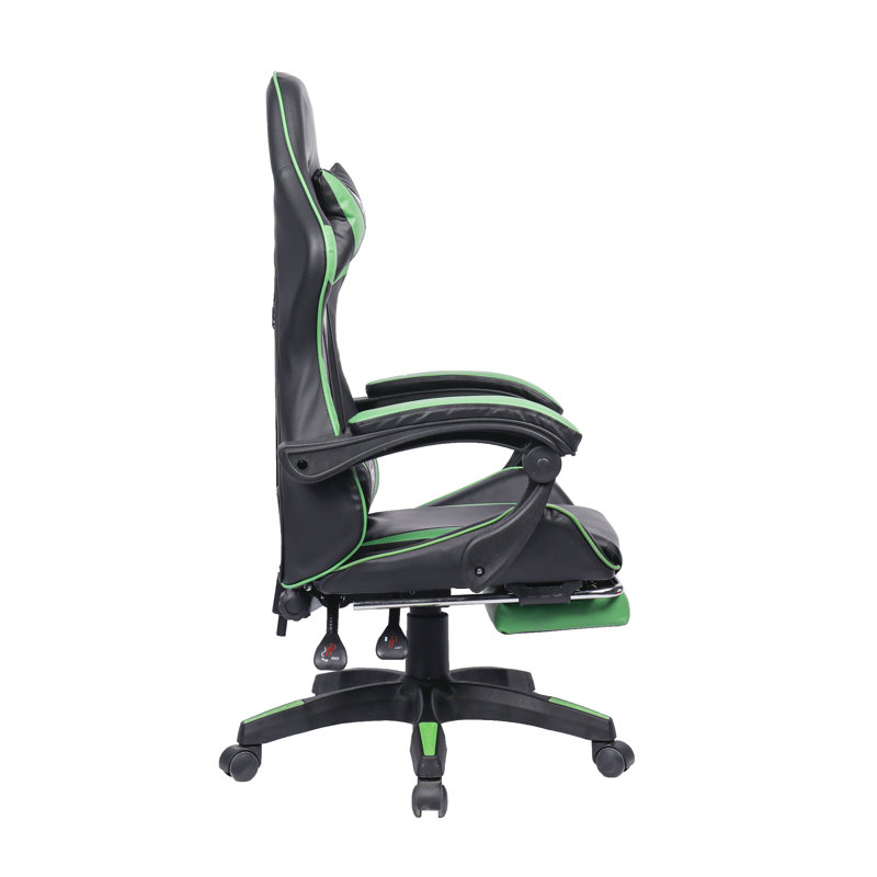 Racing Massage Computer Gaming Chair with Footrest, Green/Black