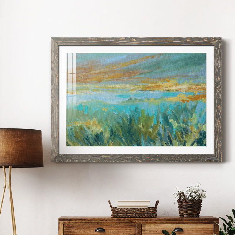 Grassy Beach - reproduction de cadre photo sur papier, H 37,5 po x l 27,5 po x P 1,5 po, Gris, Blanc