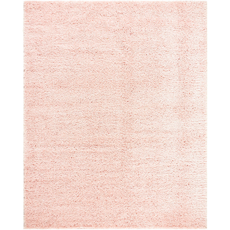 Libero Solid Shag Pink Area Rug, Rectangle 5'3" x 7'