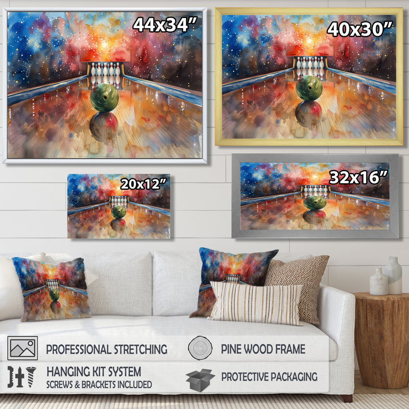 Selph - Bowling, salon d'art mural, H 30 po x l 40 po x P 1,5 po, Cadre flottant noir