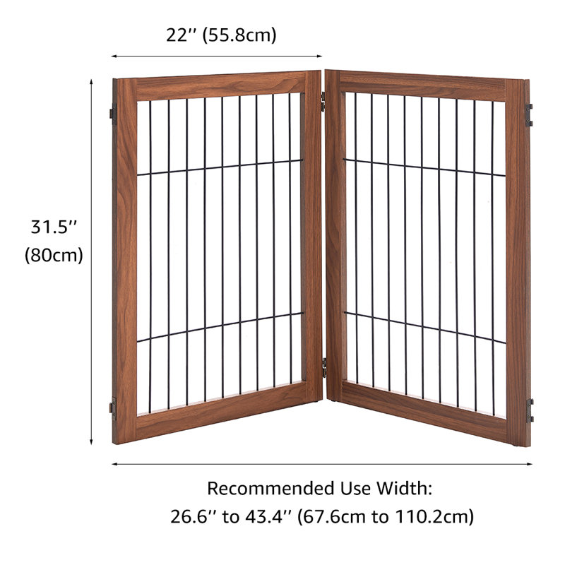 Barrière pour animaux autoportante Fitzgerald, L 43,94 po, Noyer
