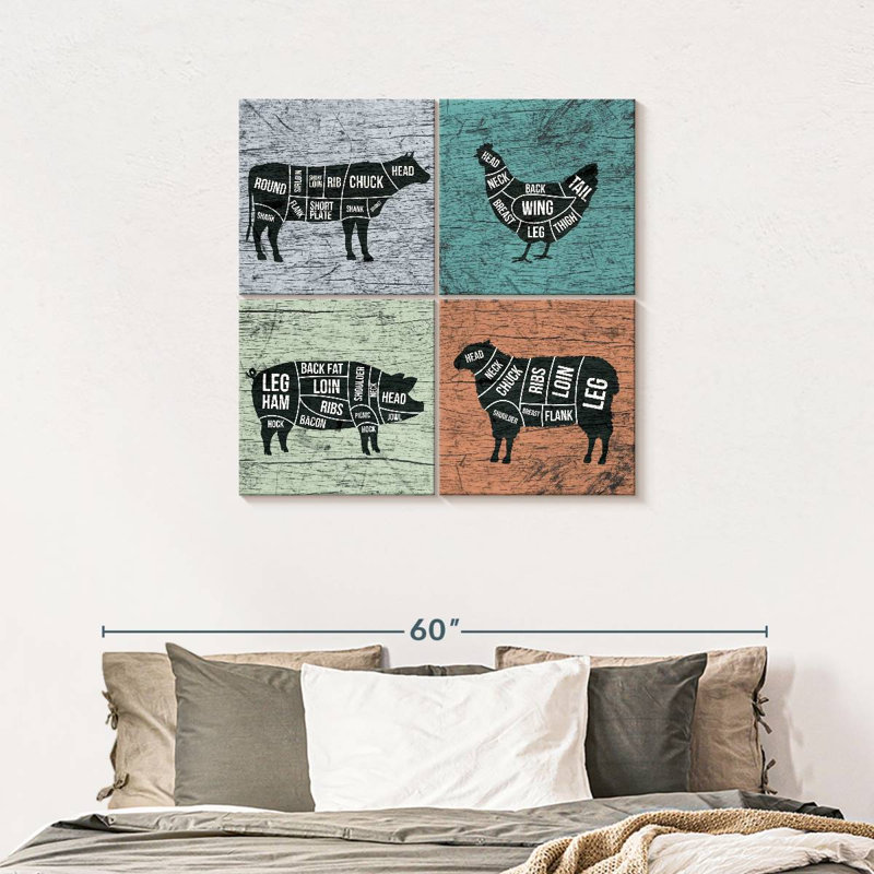Ensemble de 4 planches de cuisine, H 38 po x l 38 po x P 1,25 po