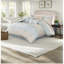 Ensemble de literie de luxe 7 pièces en polyester jacquard turquoise, style de chambre à coucher traditionnel élégant