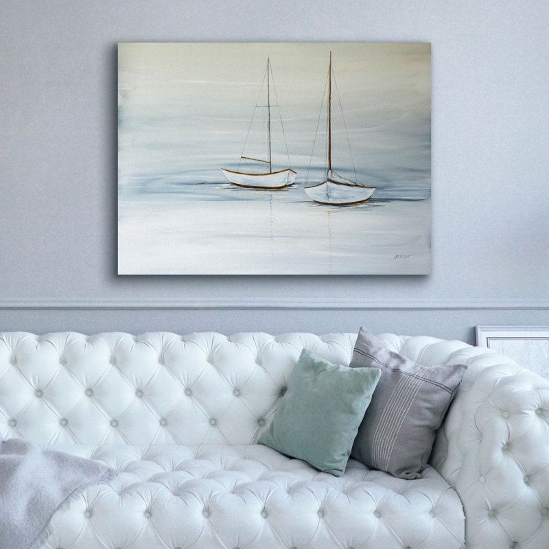 «Two Sails At Rest» par Yvette St. Amant, art mural sur toile, H 40 po x l 54 po x P 1,5 po
