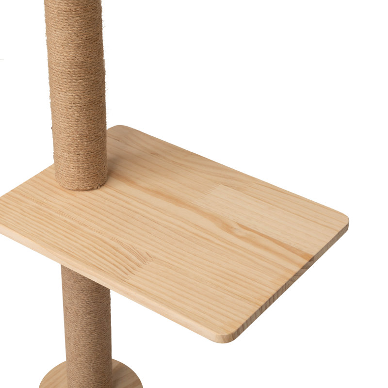 Wall-Mounted Cat Scratching Pad For Small To Large Cat, Indoor Wood Cat Tree With Hammock, Cat Scratcher Perch