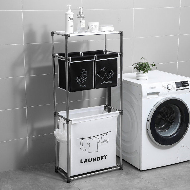 Laundry Hamper 3 Tier Laundry Sorter With 4 Removable Bags For Organizing Clothes, Laundry, Lights, Darks ,Three Hooks