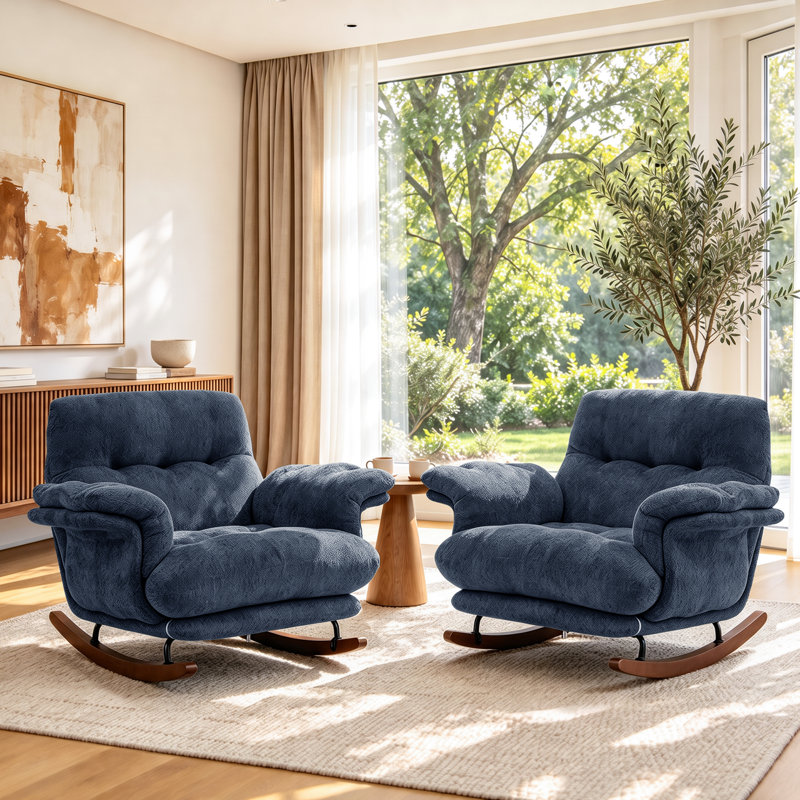 Fauteuil pivotant moderne avec dossier ajustable, Chenille bleu