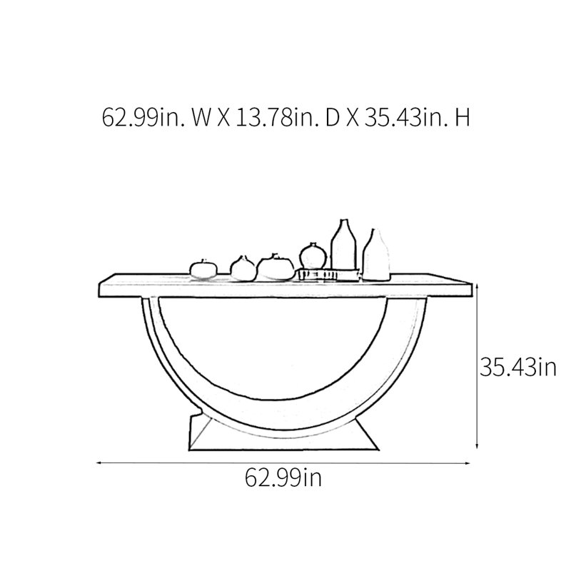 Console moderne minimaliste, H 35,43 po x l 62,99 po x P 13,78 po