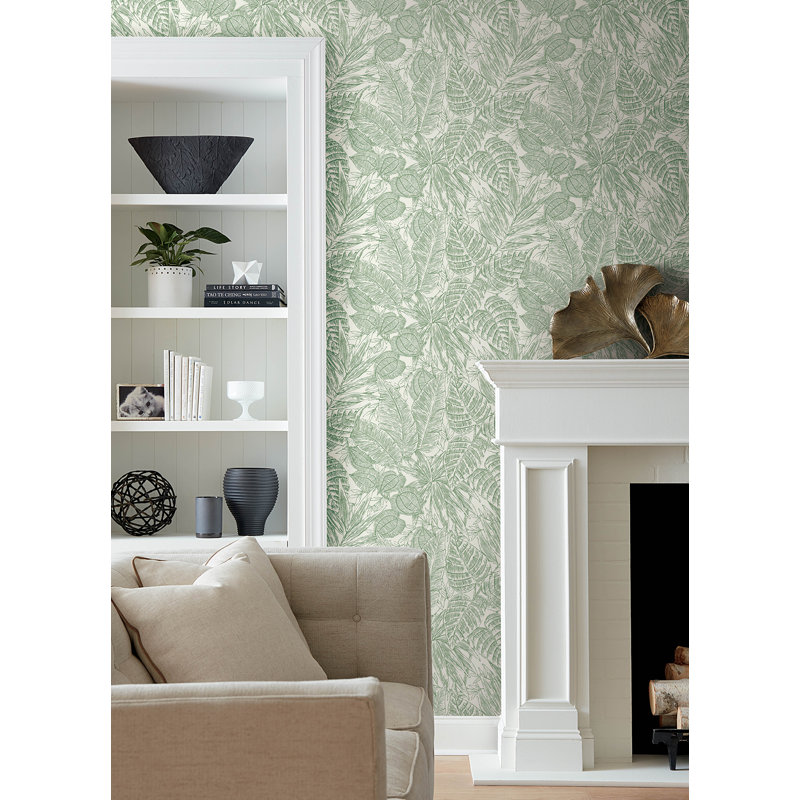 Papier peint feuilles de palmier Brentwood, Vert