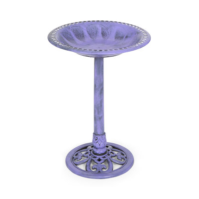  Outdoor Garden Bird Bath - Lilac Purple - Weather Resistant Polyresin - 27 Inch