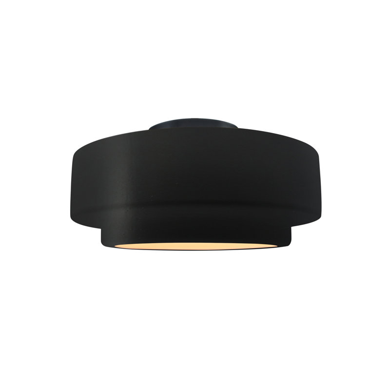 Plafonnier semi-encastré en céramique Dottie, Noir mat carbone, Noir mat, H 7 po x l 12 po x P 12 po